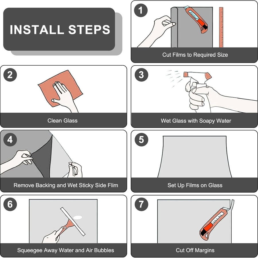 Seven steps for static-cling window film installation