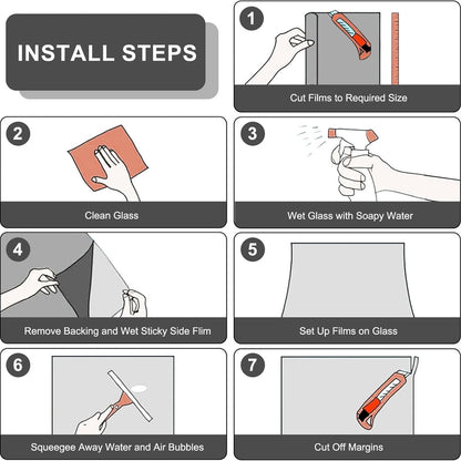 Seven steps for static-cling window film installation