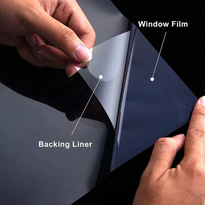 Peel the backing liner from the window film