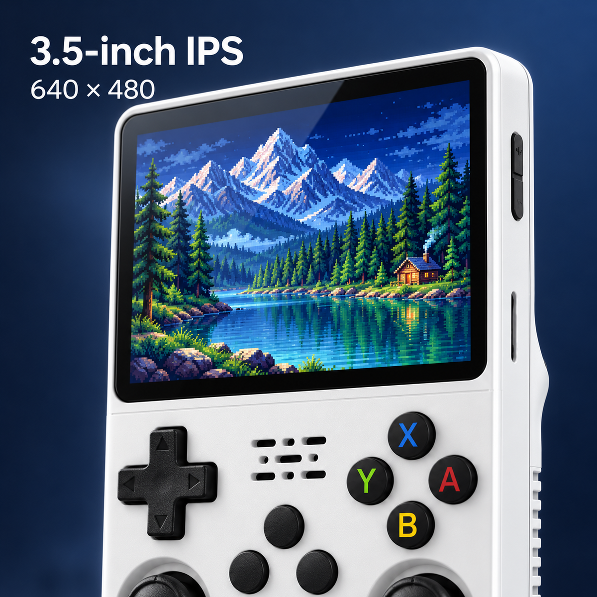 3.5-inch IPS display with 640 by 480 resolution; illustrative screen
