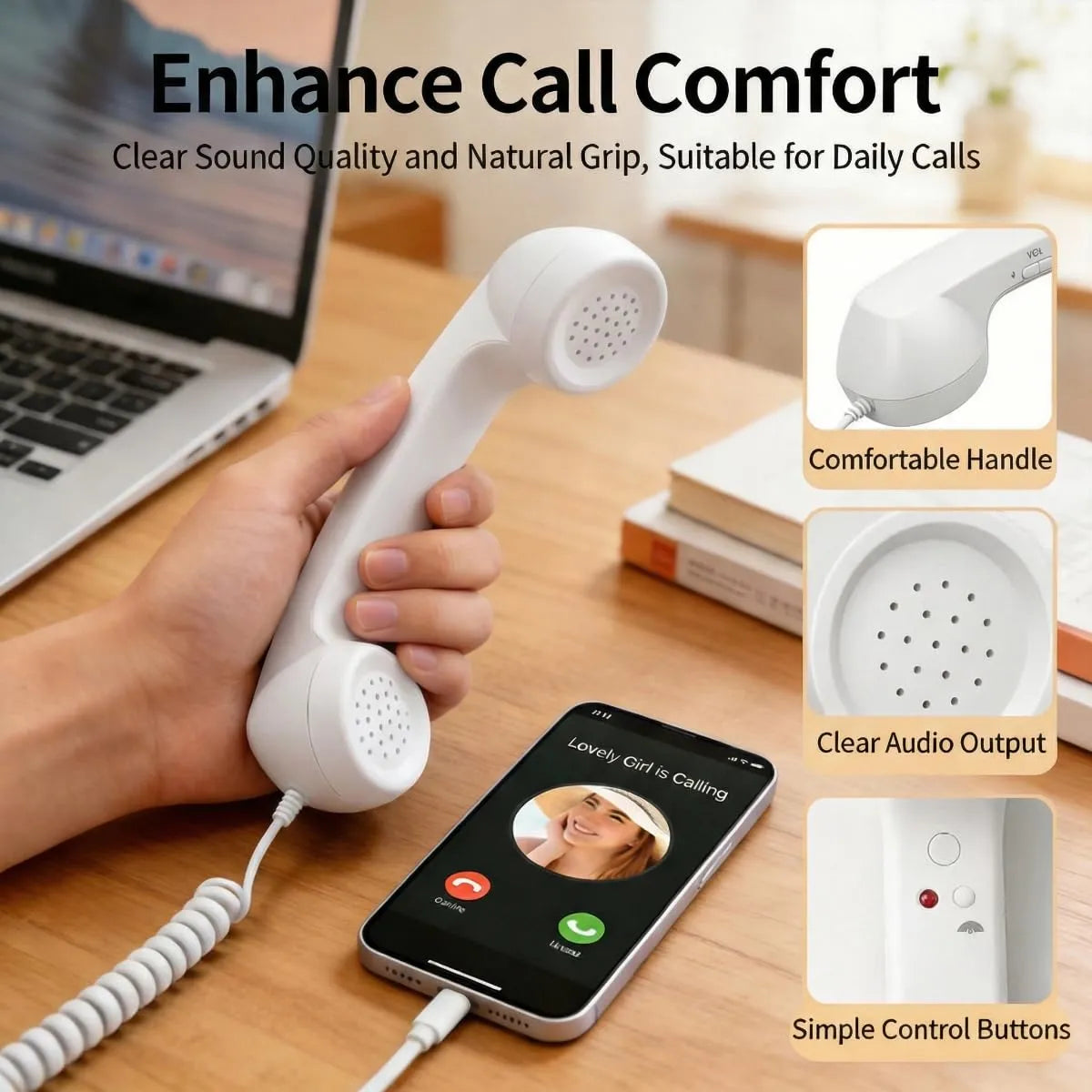 Handset speaker and volume button details