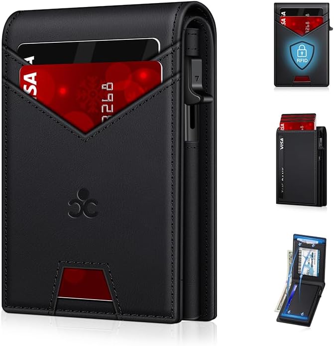 Black pop-up card holder wallet