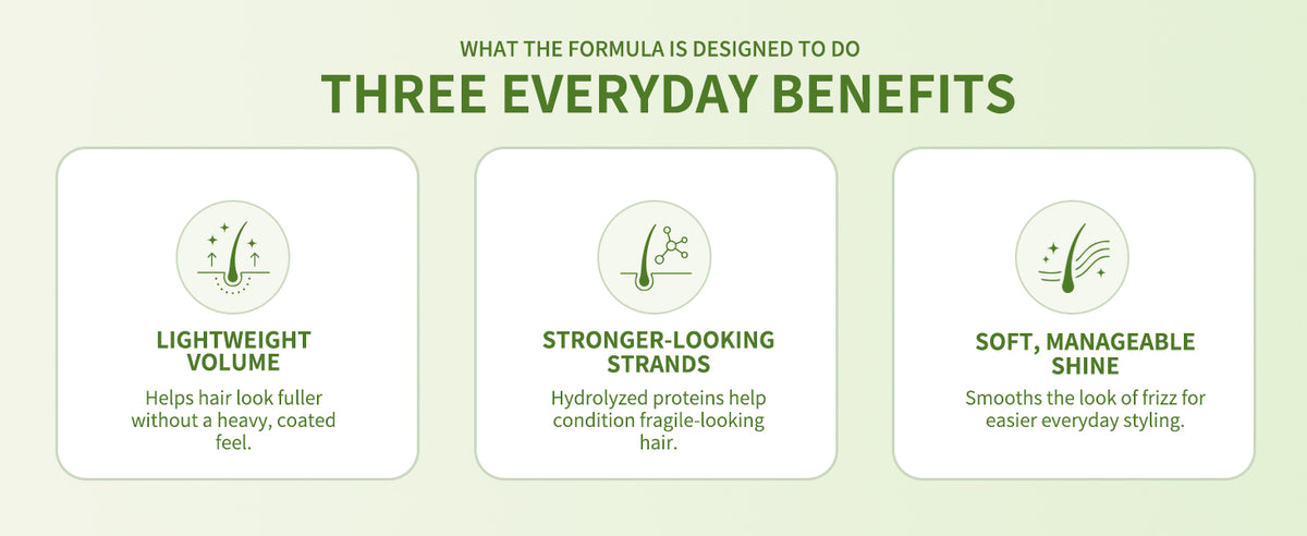 Lightweight volume, stronger-looking strands and manageable shine