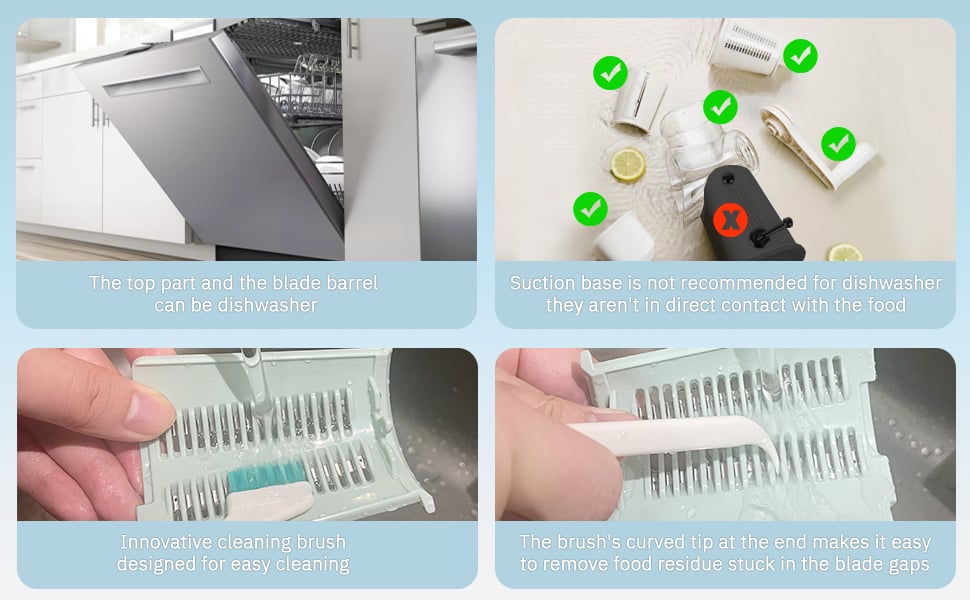 Removable rotary grater blades and cleaning brush