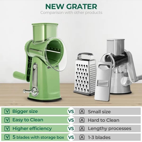 5-in-1 rotary food chopper features and accessories