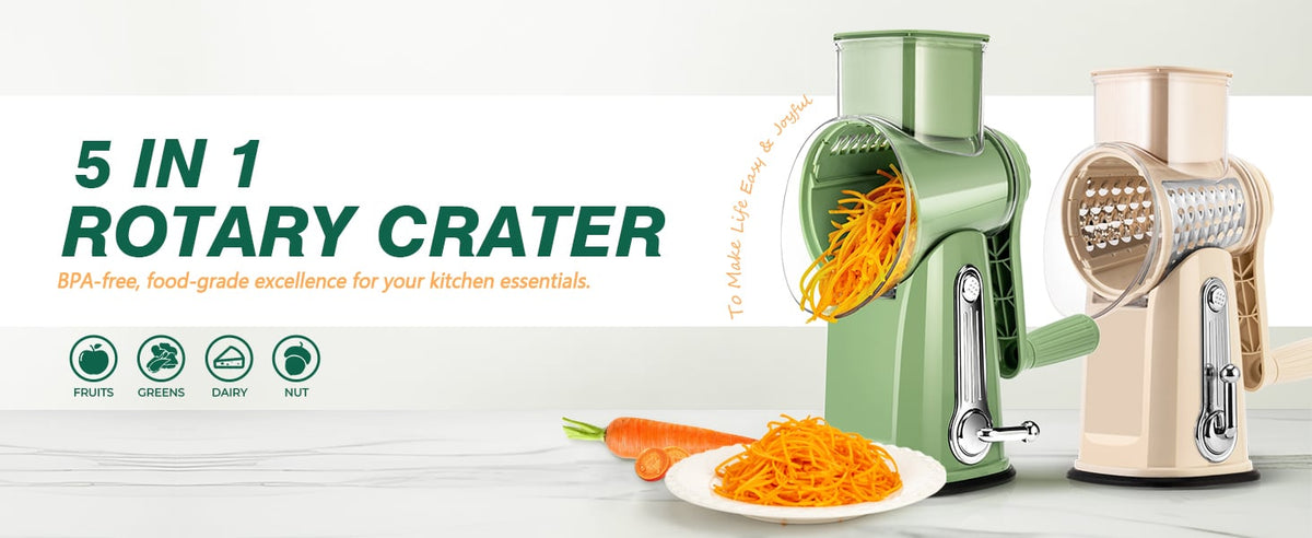 5-in-1 rotary grater in Green and Beige