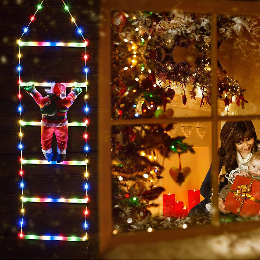 Multicolor Santa ladder and festive home displays