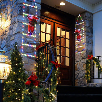 Multicolor Santa ladder on a porch