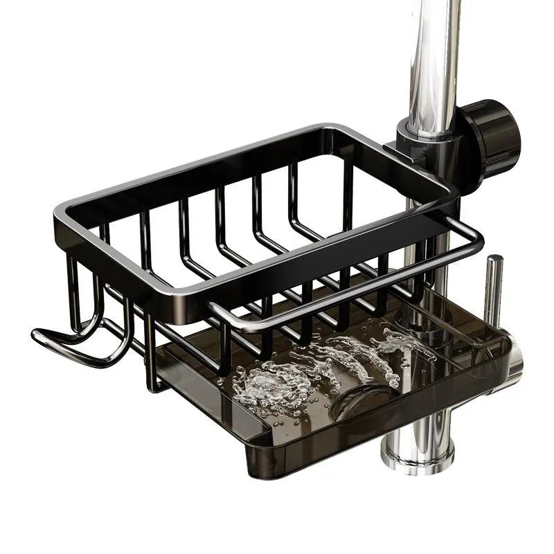 Black sink organizer and hanging hooks