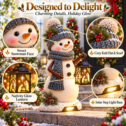 Snowman details and solar lantern