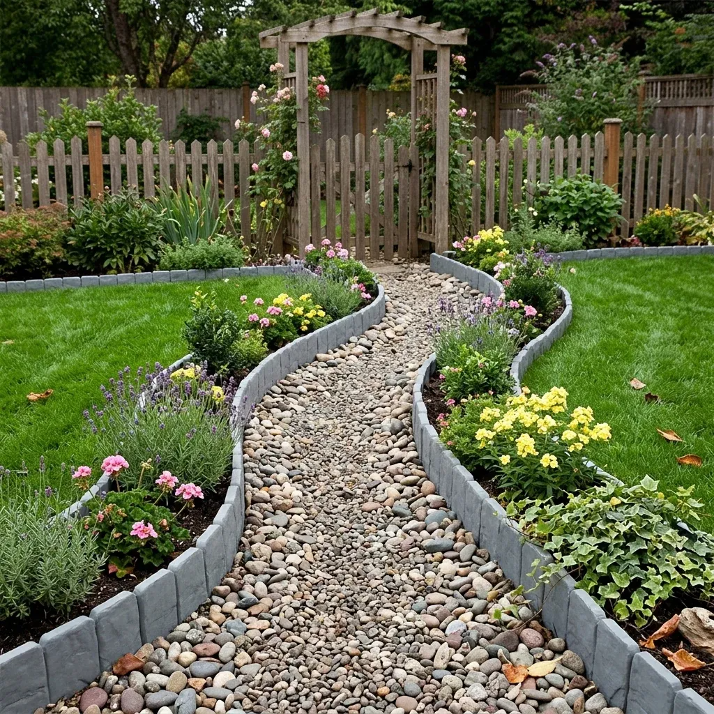Faux stone garden edging: product feature and installation detail