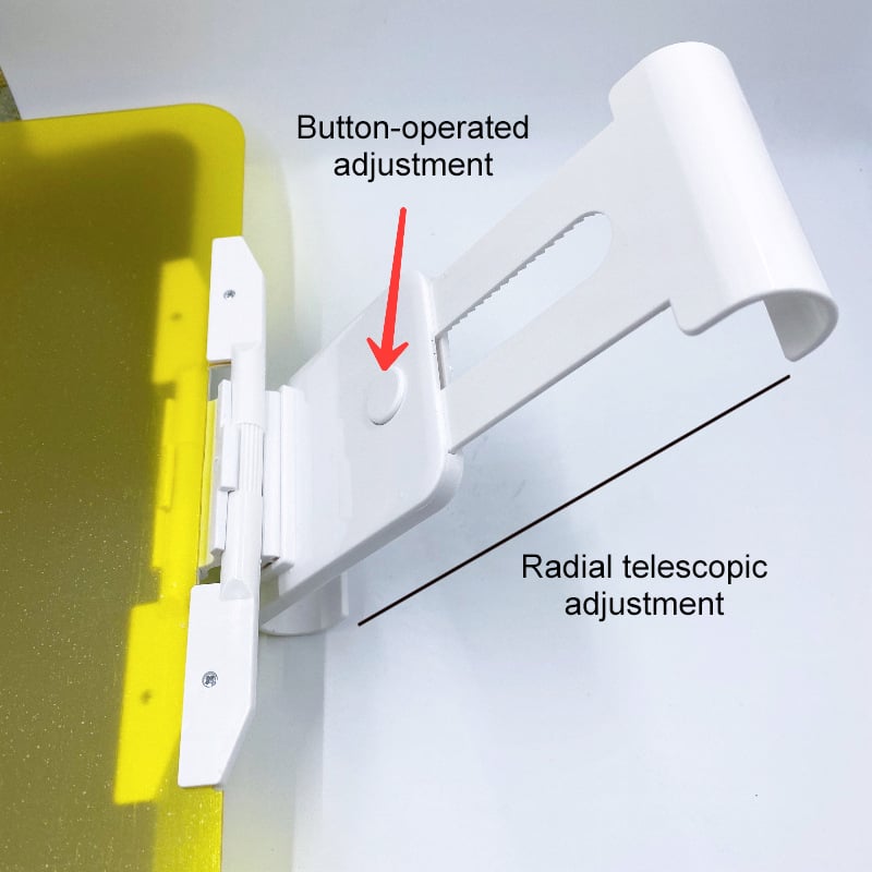 Button-operated mount and telescopic adjustment