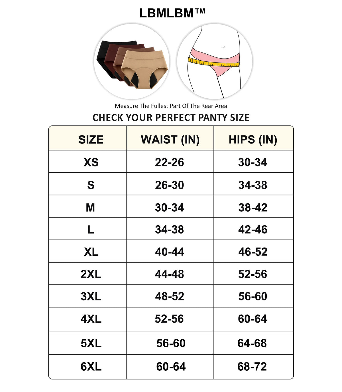 LBMLBM underwear size chart
