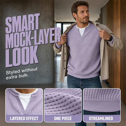 Mock-layer neckline and cuff details