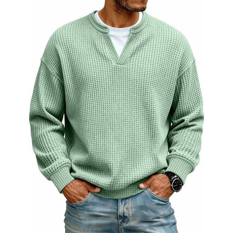 Layered Comfort Waffle Tee in Light green