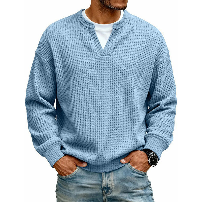 Layered Comfort Waffle Tee in Sky Blue
