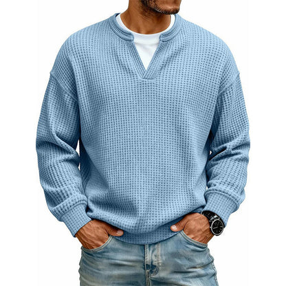 Layered Comfort Waffle Tee in Sky Blue