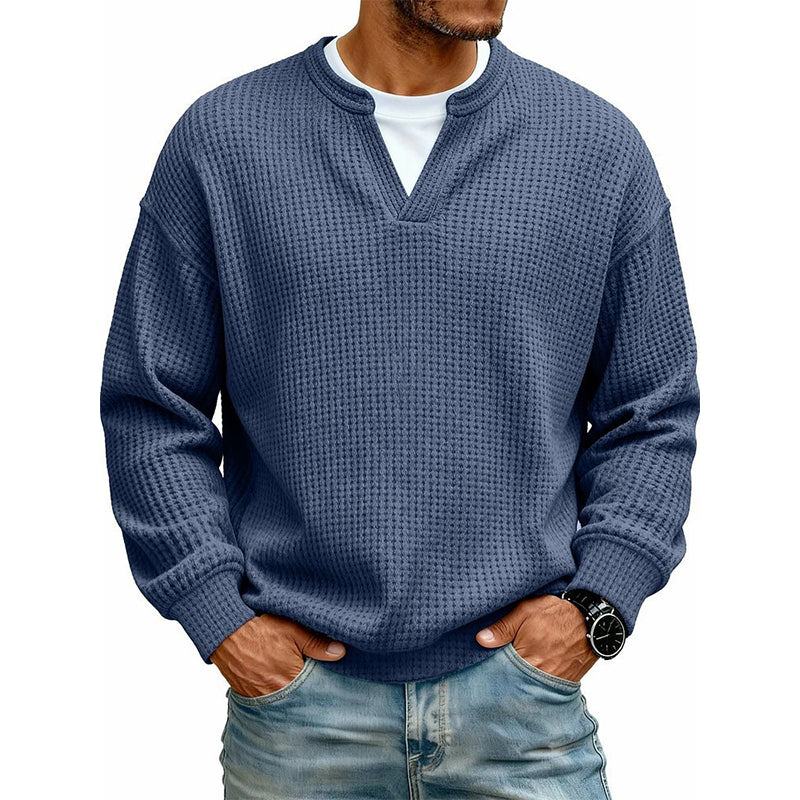 Layered Comfort Waffle Tee in Navy