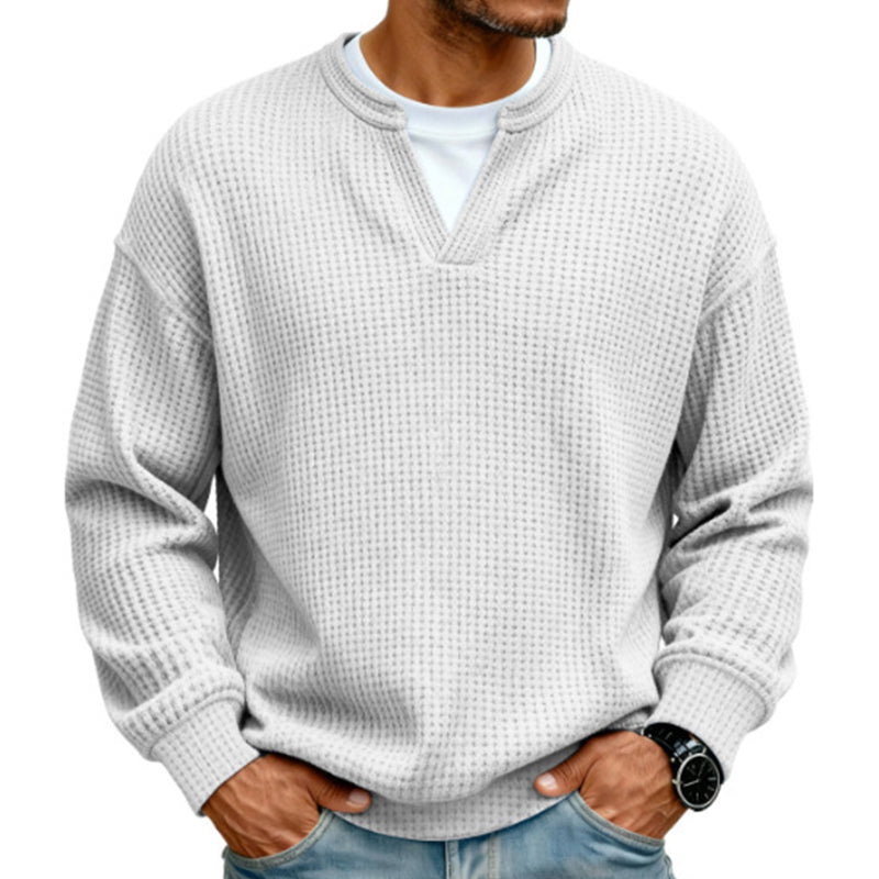 Layered Comfort Waffle Tee in White