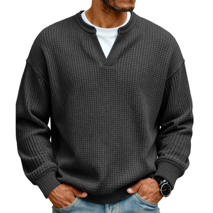 Layered Comfort Waffle Tee in Black
