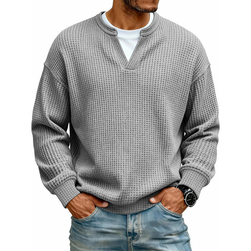 Layered Comfort Waffle Tee in Grey
