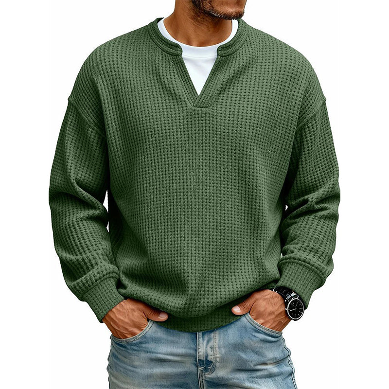 Layered Comfort Waffle Tee in Army green