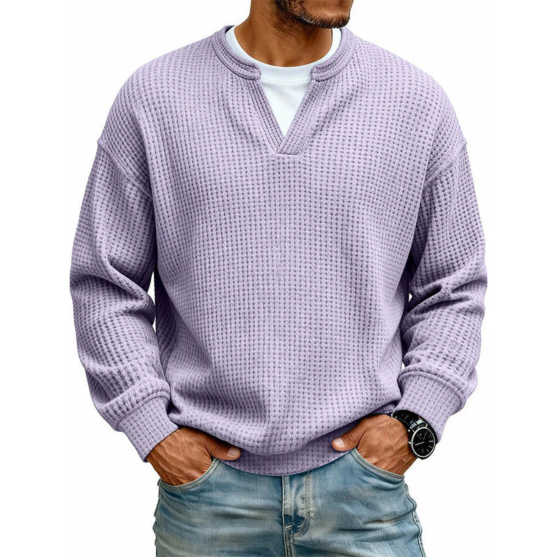 Layered Comfort Waffle Tee in Lavender