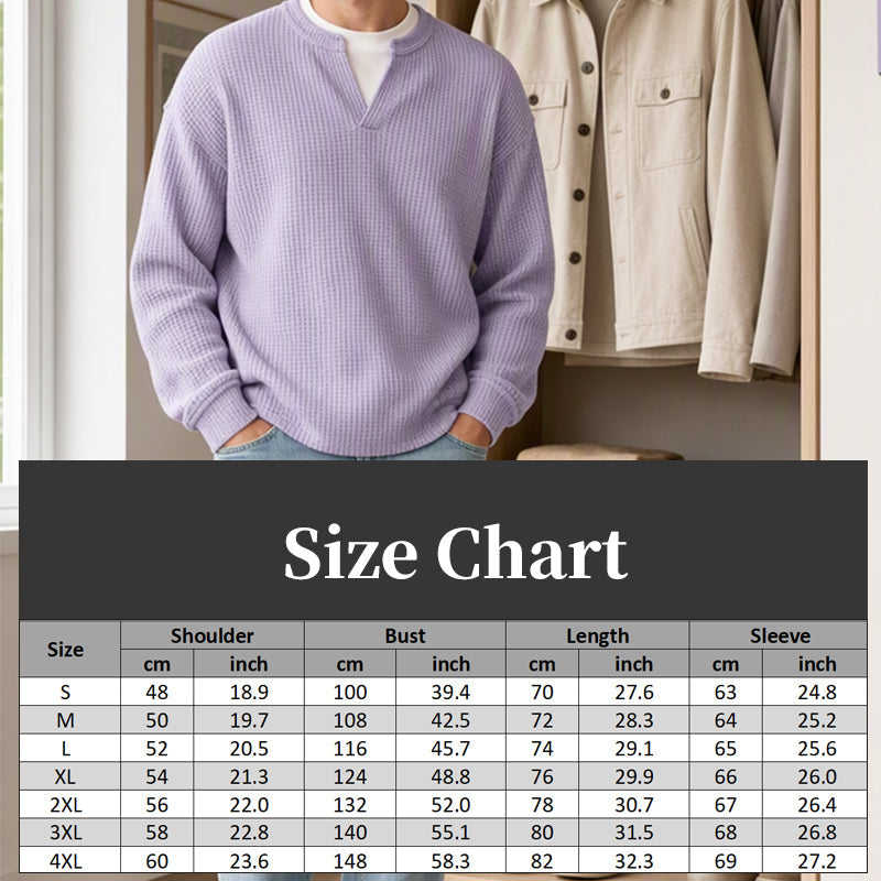 Original waffle tee garment chart showing centimeters and inches
