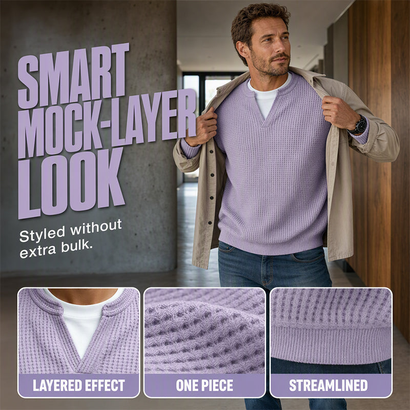 One-piece mock-layer neckline details