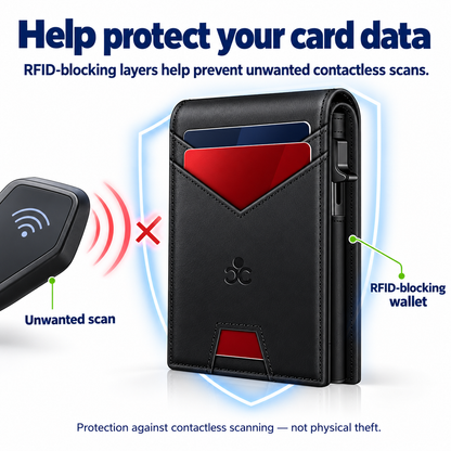RFID-blocking layers help prevent unwanted contactless card scans