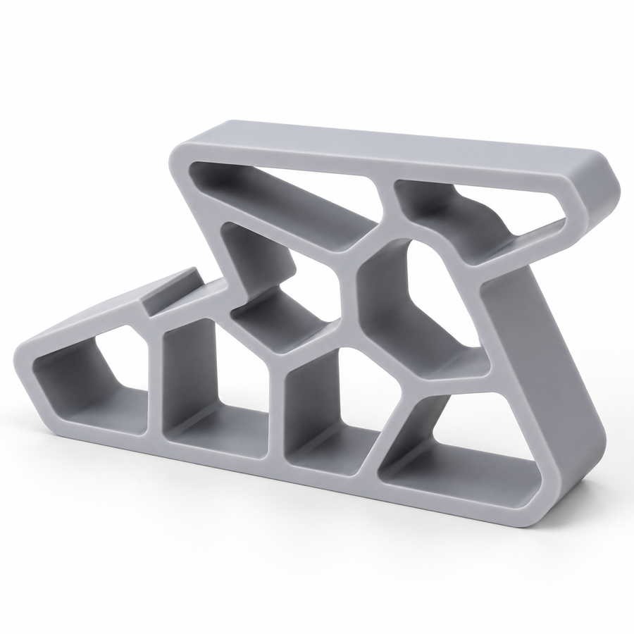 One gray silicone window stopper with stepped cutout and hollow design