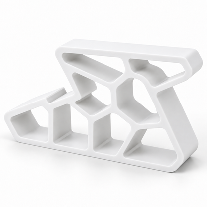One white silicone window stopper with stepped cutout and hollow design