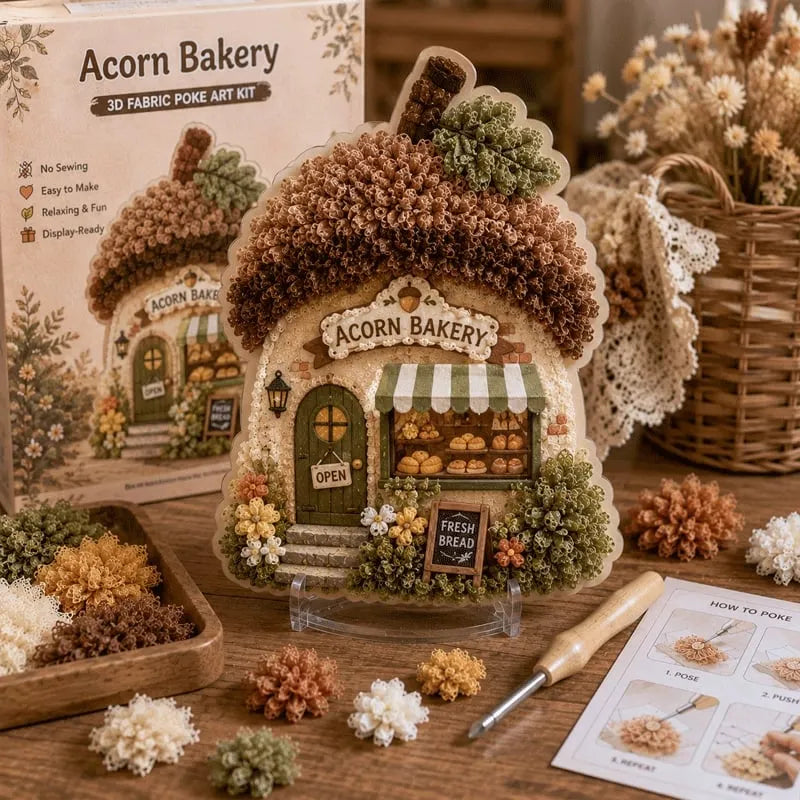 🏡 Whimsical Village 3D Fabric Poke Art Kit
