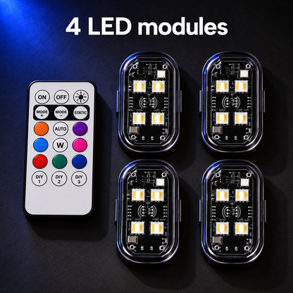 DriveGlow Pro kit with 4 complete LED modules and one remote control