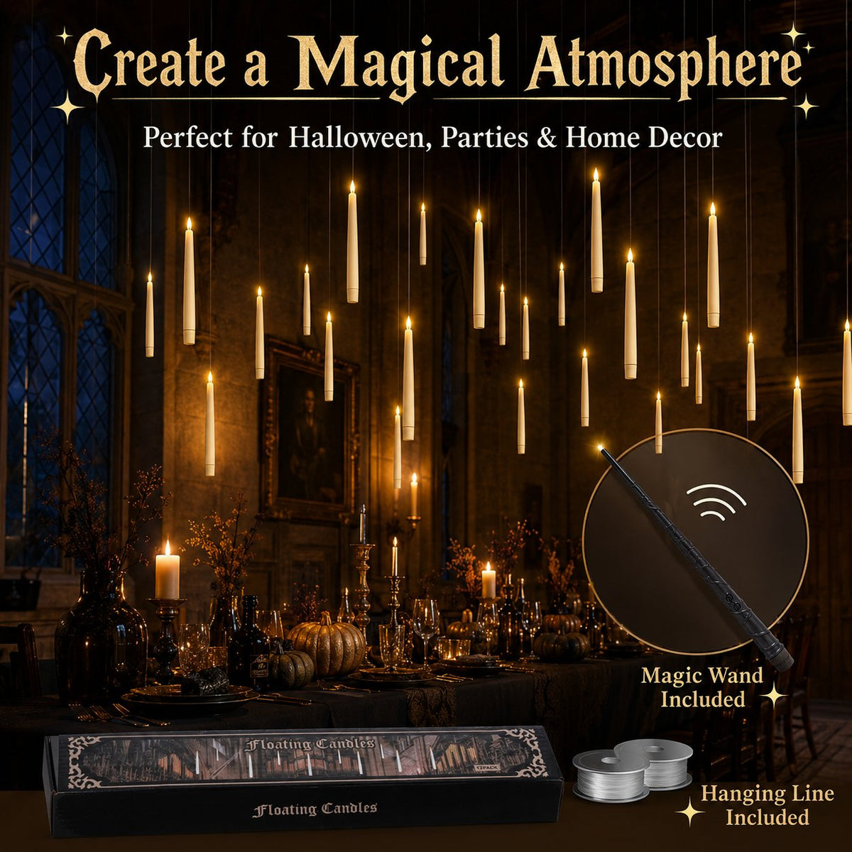 ✨ Floating LED Candles with Wand Remote