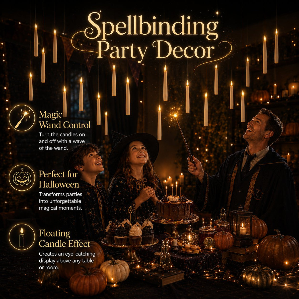 ✨ Floating LED Candles with Wand Remote