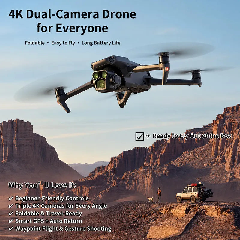 🚁 4K HD Camera Drone – Perfect for Travel, Photography & Gifting 📦 Foldable · Easy to Fly · Long Battery Life[✨ Limited Time Offer: 50% OFF – Perfect Gift for Tech Lovers! 🎁]