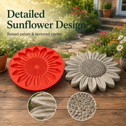 Raised petals and textured center of the sunflower mold and finished casting
