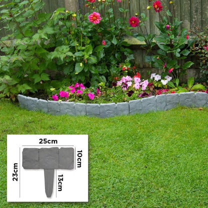 Garden edging panel measurements: 25 cm wide, 23 cm overall height
