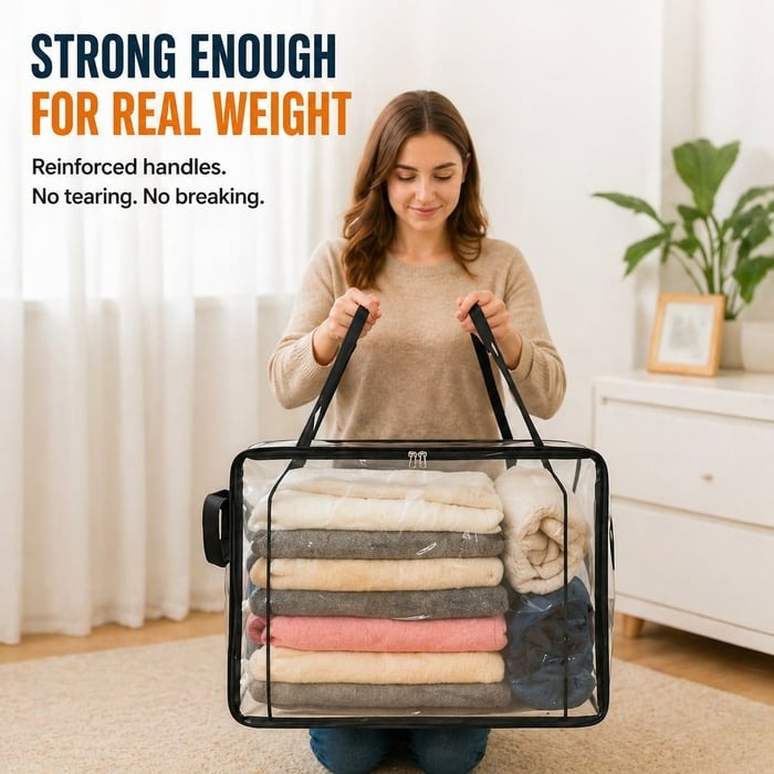 🎁Hot Sale 49% OFF🔥Large Heavy-Duty Thick Plastic Clear Storage Bag for Clothes, Moving & Storage