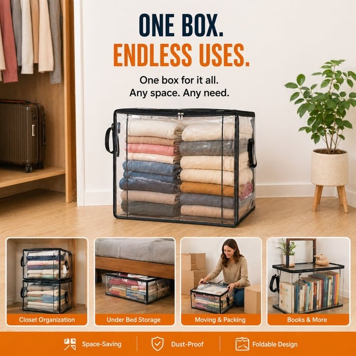 🎁Hot Sale 49% OFF🔥Large Heavy-Duty Thick Plastic Clear Storage Bag for Clothes, Moving & Storage