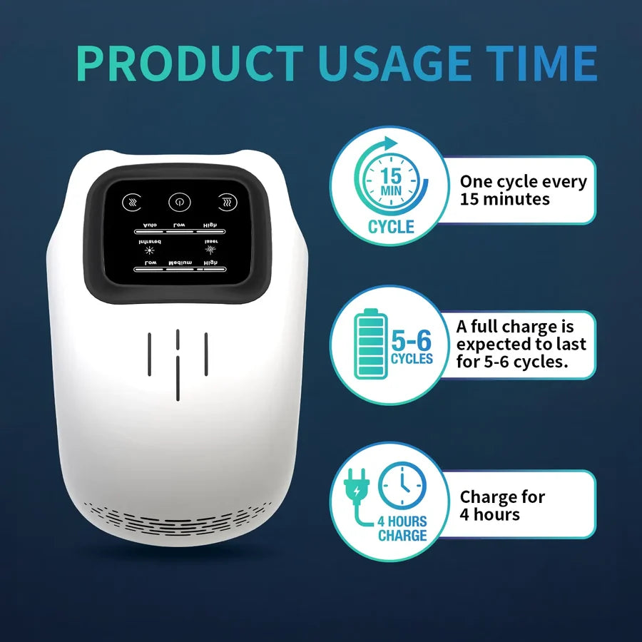 Knee massager charging and session controls
