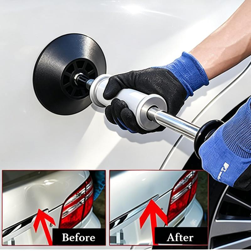 Vacuum suction dent puller in use on a car body panel