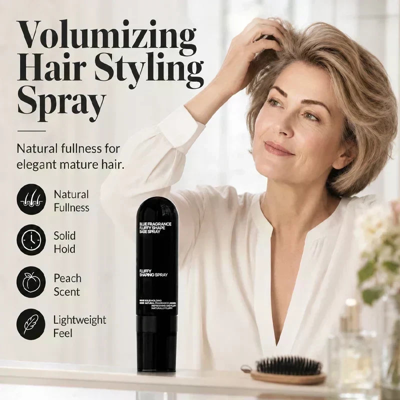Volumizing hair styling spray with peach scent