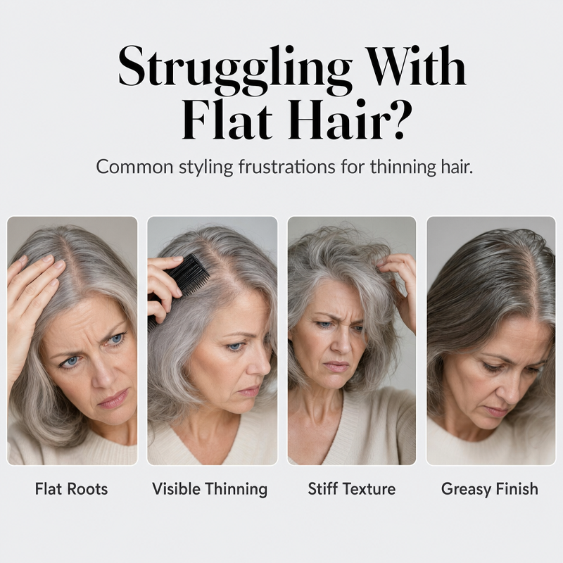 Common styling concerns: flat roots and stiff texture