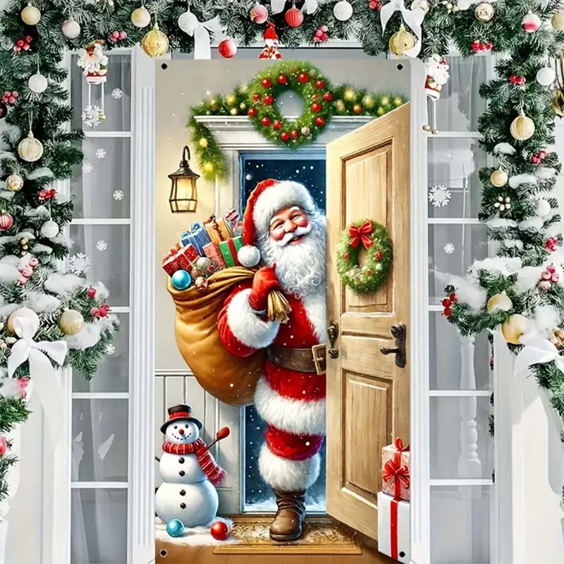 Santa welcome door cover