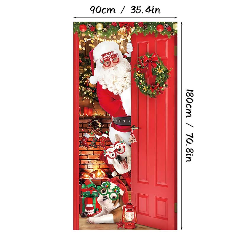 Santa-B Christmas door cover — 90 × 180 cm