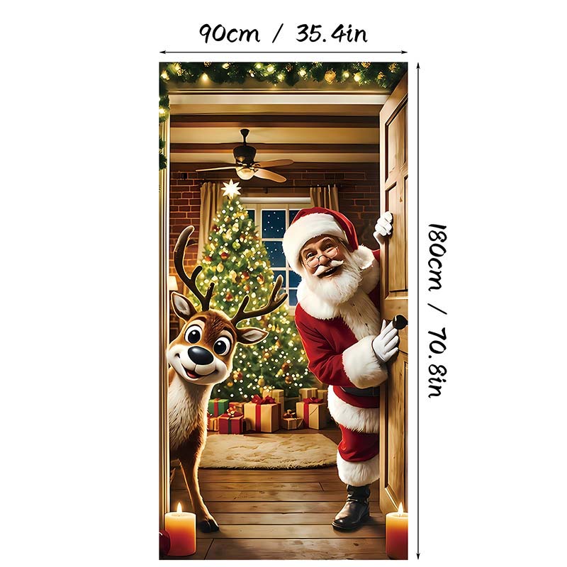 Santa-D Christmas door cover — 90 × 180 cm