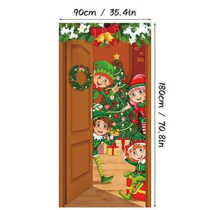 Dwarfs Christmas door cover — 90 × 180 cm